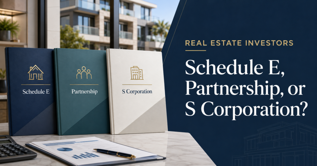 Schedule E, partnership, and S corporation tax structures for real estate investors