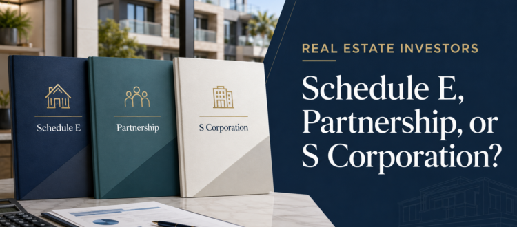 Schedule E, partnership, and S corporation tax structures for real estate investors
