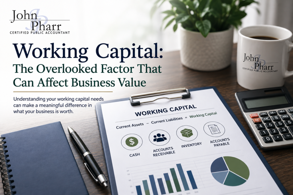 Working capital and business valuation illustration for John Pharr CPA